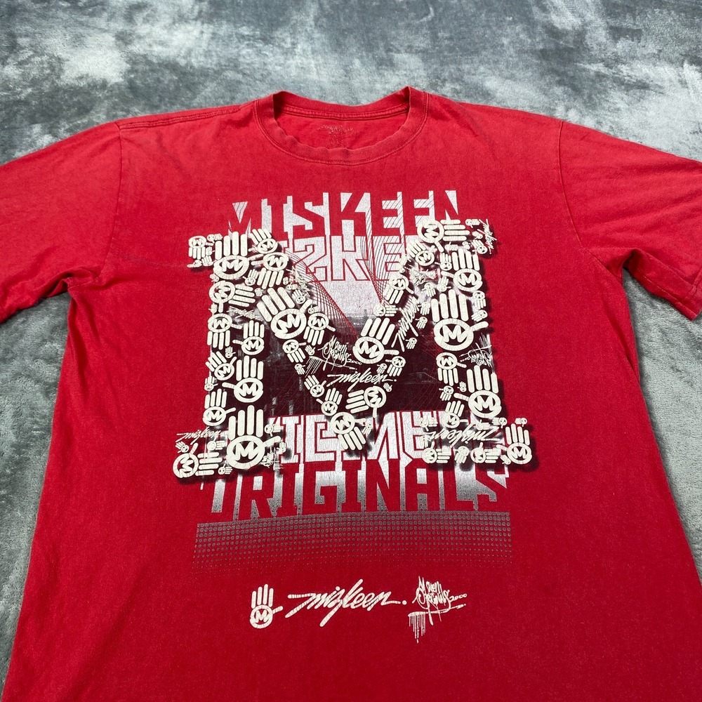 Vintage Miskeen Originals Graphic T Shirt Mens XL Red Short Sleeve 2000 Y2K